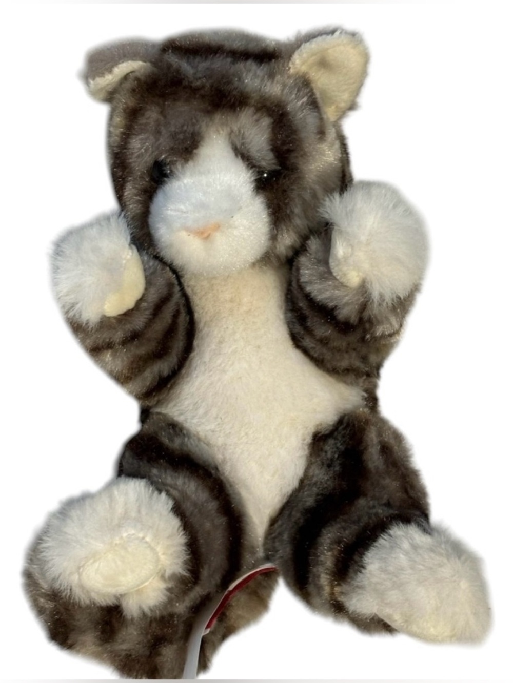 Douglas Cuddle Toys Gray Striped Tabby Kitten Lil Handful Plush Zipper 9”